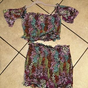 Colorful Off-Shoulder Two-Piece Set